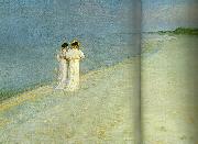 Peter Severin Kroyer sommeraften pa skagen sonderstrand med anna ancher og marie kroyer china oil painting reproduction